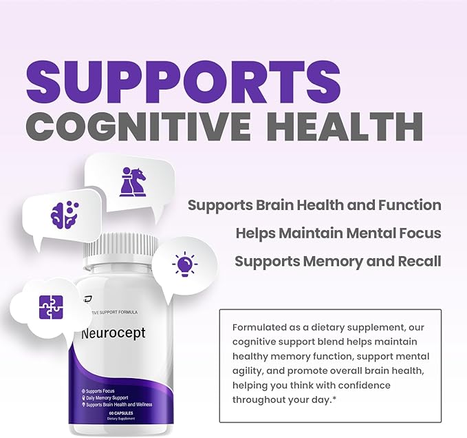 Neurocept Supplement Capsules – All Natural Maximum Strength Formula Focus &amp Memory Support (5 Pack – 300 Capsules)