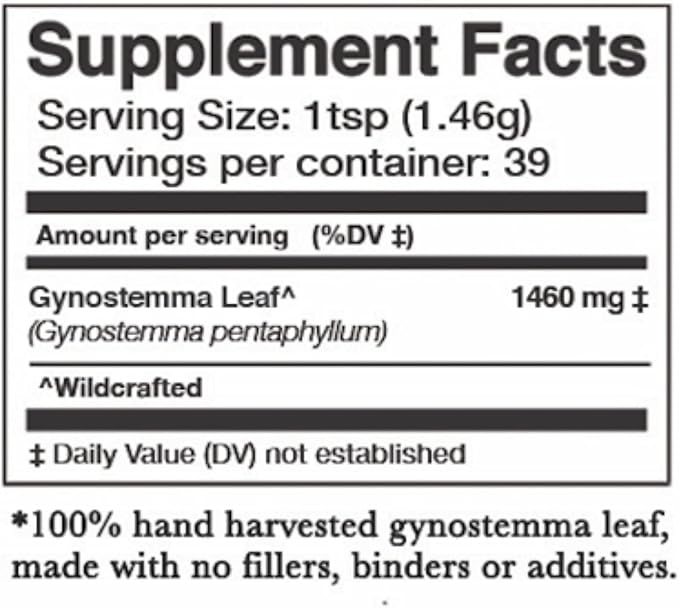 Anima Mundi Apothecary Gynostemma - Wild Grown Jiaogulan Leaf for Tea - Natural Source of Nutrients Antioxidants Vitamins and Minerals - Longevity Tea Leaves (2oz / 57g)