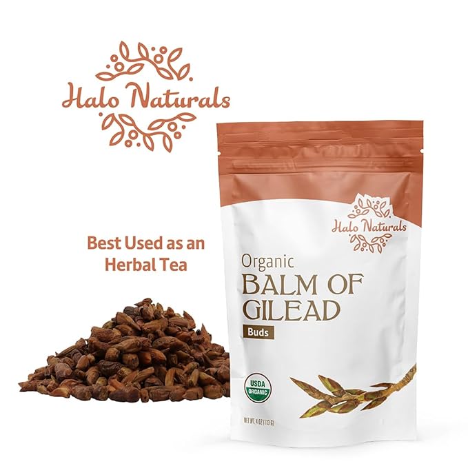 Halo Naturals Organic Balm Of Gilead Buds 4 Ounces (Populus candicans) USDA Certified | Resealable Pouch| Packaged in The USA