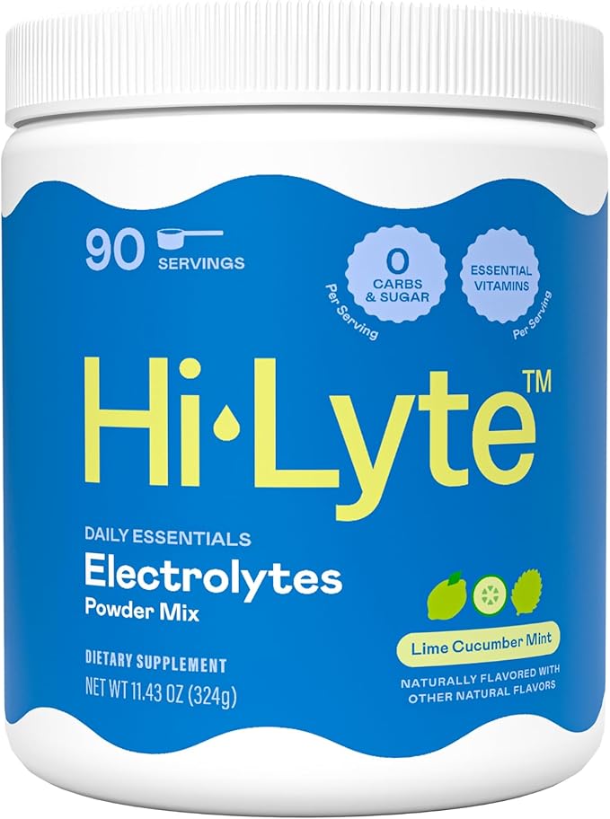 Hi-Lyte Daily Essentials - Electrolytes Powder Mix - Lime Cucumber Mint - Sodium Potassium Magnesium Vitamins - Hydration Support for Fasting - No Sugar No Carbs Clean Ingredients