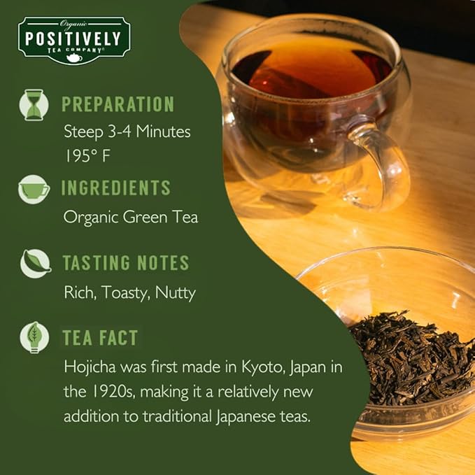 Organic Positively Tea Company Hojicha Green Tea Loose Leaf 16 Ounce