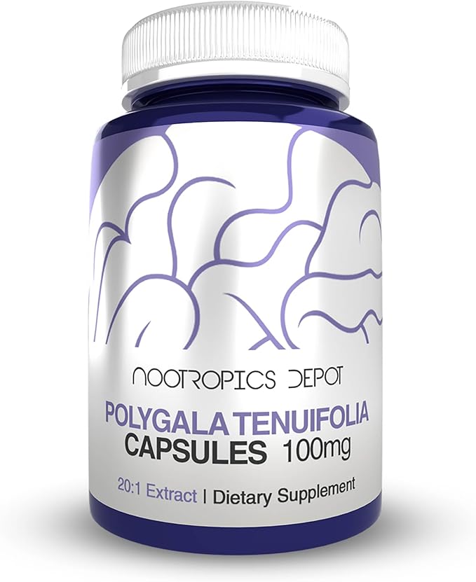 Nootropics Depot Polygala tenuifolia Capsules | 100mg | 90 Count | 20:1 Extract | Yuan Zhi | Promotes Cognitive Function Learning and Memory | Supports Healthy Stress Levels | Adaptogen Supplement
