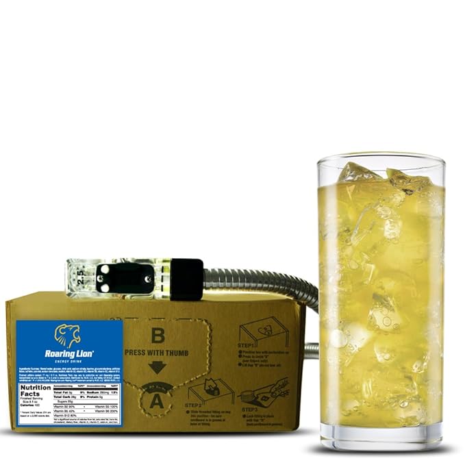 Roaring Lion energy drink (1 Gallon Bag-in-Box Syrup Concentrate) - Box Pours 6 Gallons of Energy Drink - Use with Bar Gun Soda Fountain or Home Beverage System