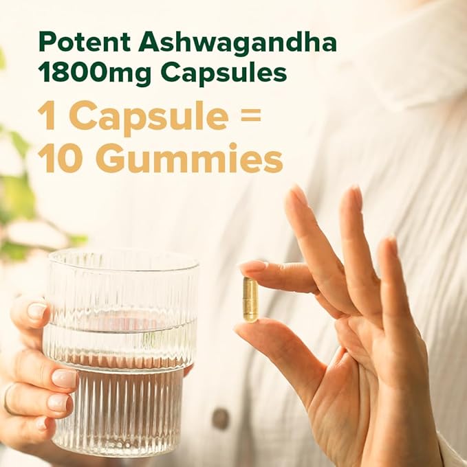 VAHDAM Ashwagandha Supplement 1800mg with Ashwagandha Root Extract and L-Theanine | Support Stress Relief Mood and Sleep | 90 Capsules