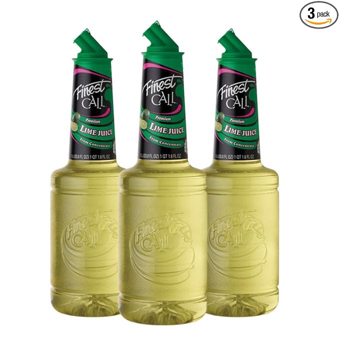 Finest Call Premium Lime Juice Drink Mix 1 Liter Bottle (33.8 Fl Oz) Pack of 3