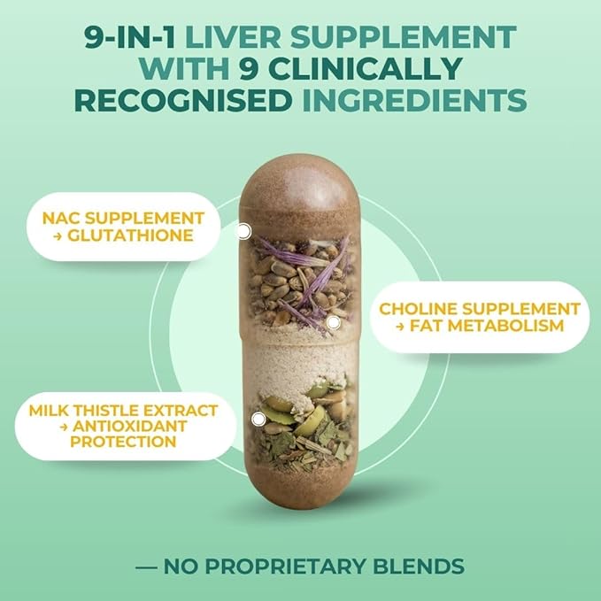 Vital Liver Support New Formula Liver Supplement and Liver Vitamin – 9-in-1 Liver Health FormulaCleanse &amp Repair Formula with Organic Milk Thistle Supports Liver Health Cleanse