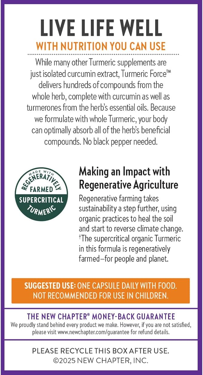 New Chapter Turmeric SupplementDailyHeartBrain&ampHealthy Inflammation SupportSupercritical Turmeric Curcumin Means No Black Pepper NeededNon-GMOGluten Free – (4 Month Supply)120 Count (Pack o