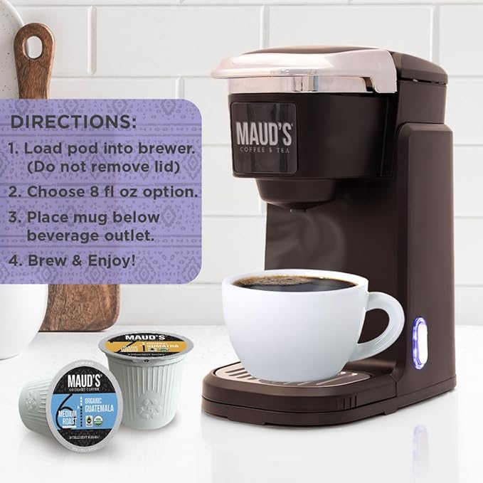 Maud's Organic Coffee Pods Variety Pack 56 ct 8 Assorted Flavors Single Serve Pods – 100% Arabica Coffee Compatible with Keurig K Cups Maker