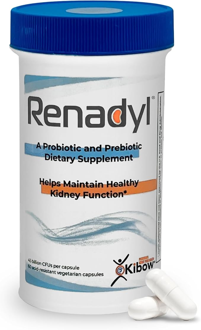 Renadyl Kidney Probiotic Supplement | Urea Creatinine &amp Uric Acid Support | 45 Billion CFUs | Clinically Tested Non-GMO &amp Made in USA 60 Capsules (1 Bottle 1 Month Supply)