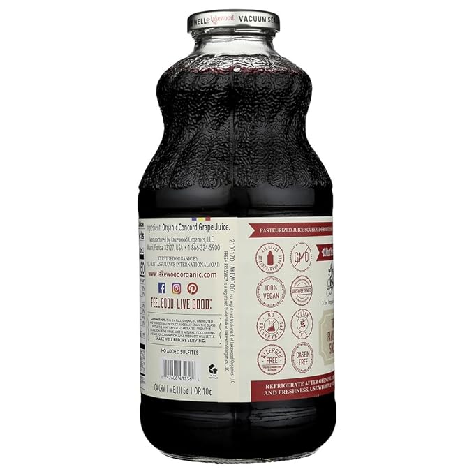 Lakewood Organic Fresh Pressed Pure Concord Grape (2 x 32 FL OZ)