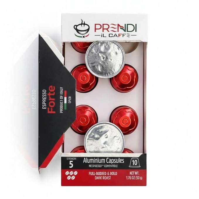 Prendi iL Caffe- Aluminium Capsules Prendi Espresso Forte Dark Roast - 100 Count