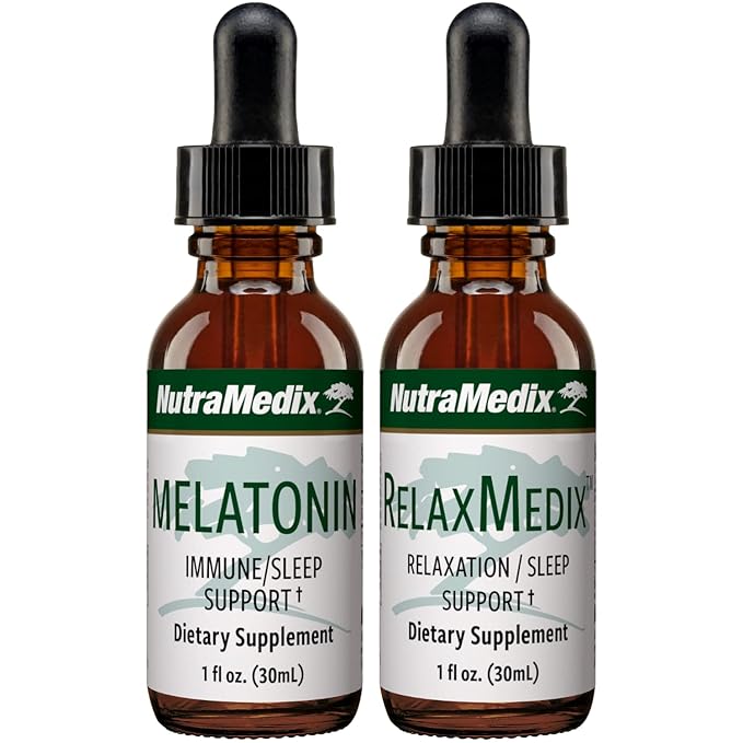 NutraMedix Sleep Bundle - Includes Liquid Melatonin Drops for Sleep and RelaxMedix (Samento Cat's Claw with Valerian) to Promote Sense of Calm and Sleep - 2-Piece Tincture Set