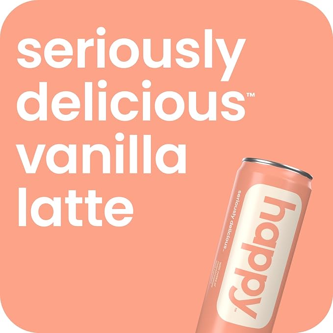 happy coffee canned vanilla latte 11 oz. cans 12 pack notes of marshmallow &amp comfort 100% arabica beans no artificial flavors or sweeteners
