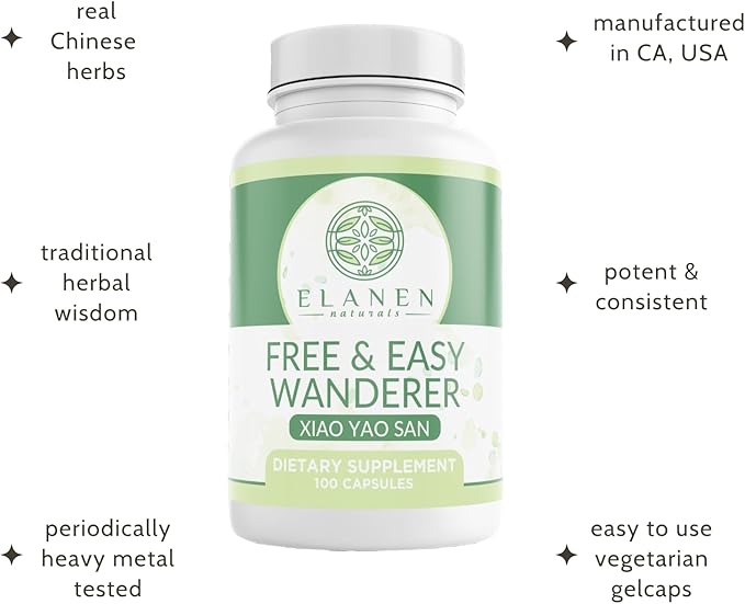 Elanen Naturals Xiao Yao San Free and Easy Wanderer Xiao Yao Wan Xiao Yao Pian 100 Vegetarian Capsules