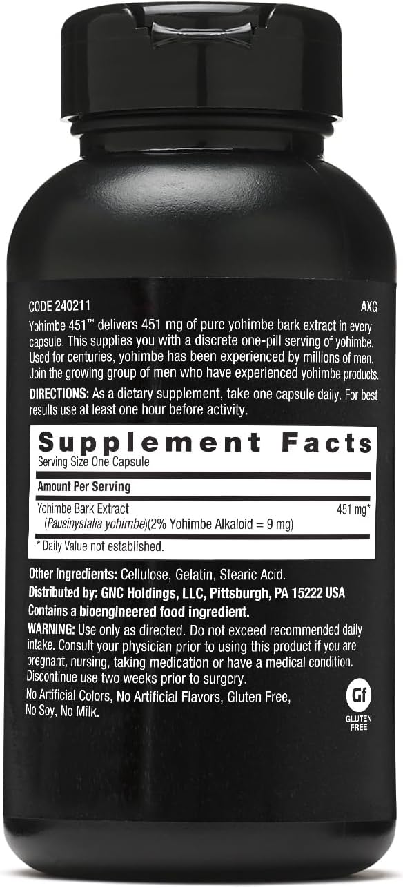 GNC Men's Yohimbe 451 Pure Extract 60 Capsules