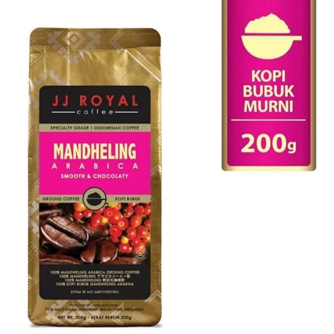JJ Royal Coffee Mandheling Arabica 200g Ground Coffee (Pack of 2)