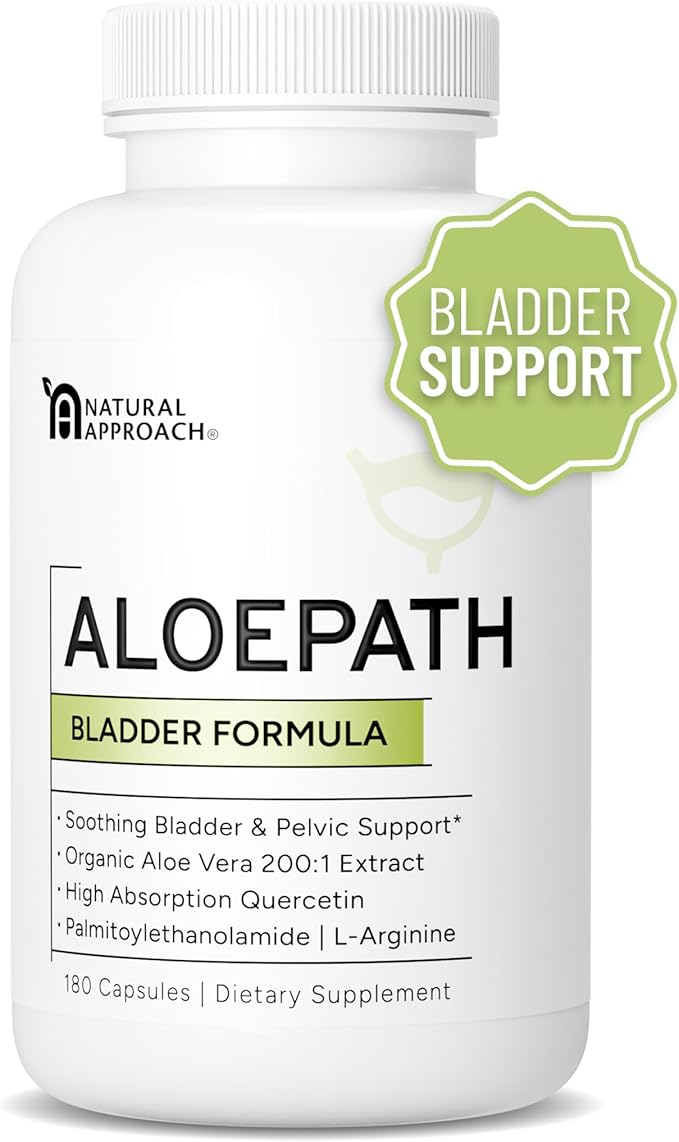 Aloe Vera Bladder Support Capsules – Organic Aloe Extract with Palmitoylethanolamide &amp Quercetin – Bladder &amp Pelvic Wellness Support – Non-GMO Gluten Free – USA Manufactured– 180 Capsules
