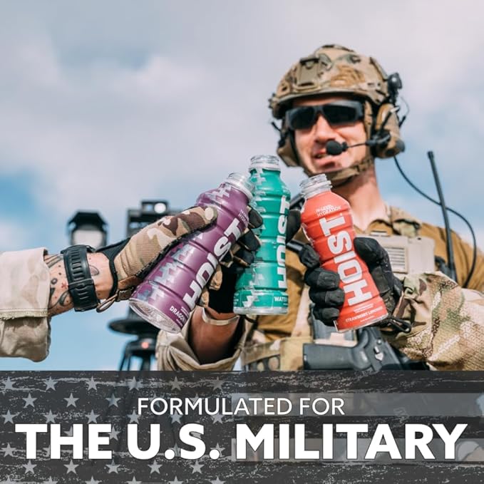HOIST Premium Military Hydration Electrolyte Drink Powerful IV-Level Hydration Clinically Proven Dye Free Performance Drink Blaze Orange 16 Fl Oz (Pack of 12)
