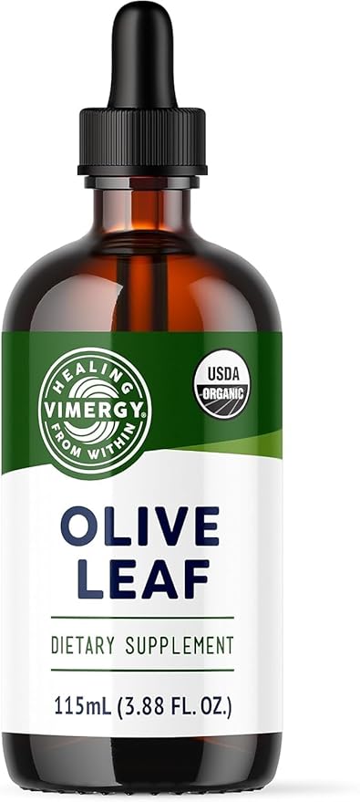Vimergy Olive Leaf – Supports Immune Health* – Benefits Cardiovascular Function* – USDA Certified Organic Vegan Paleo-Friendly and Gluten-Free – 115 mL (57 Servings)