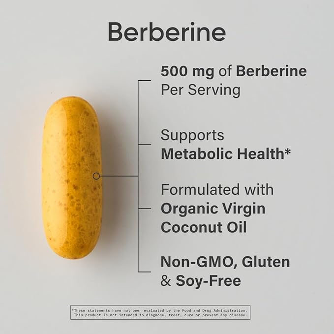 Sports Research Berberine Supplement with Coconut Oil - Herbal &amp Ayurvedic Metabolic Health Support - Berberine 500mg 90 Softgels - Gluten-Free Non-GMO Berberine Powder