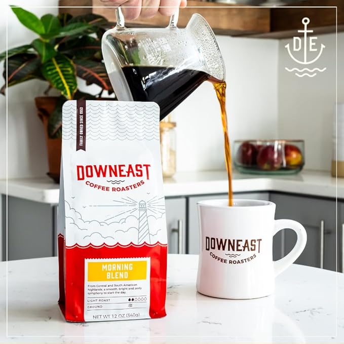 Downeast Coffee Roasters Whole Bean Coffee - Morning Breakfast Blend Light Roast 100% Arabica Coffee - Smooth Bright and Balanced - Select Central and South American Highlands (2lb Bag)