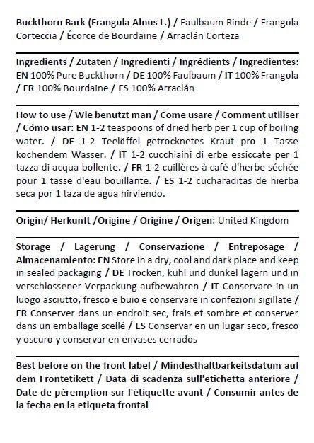 Health Embassy Buckthorn Bark | Frangula alnus L | Herbal Tea (50g)
