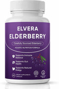Elvera Elderberry Elvera Gut Support Complex with Zinc &amp Vitamin C Organic Black Elderberry Soft Capsules for Immune Support Boost Energy Digestive and Gut Healthy 60 Capsules (1)