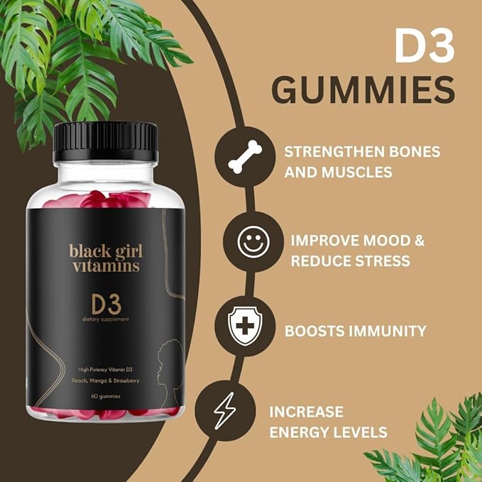Black Girl Vitamins Look Good Feel Good Bundle – Hair Skin &amp Nails Vitamin D3 2000IU &amp Once a Day Multivitamin - Women's Supplement Bundle – Energy Immunity &amp Beauty Support
