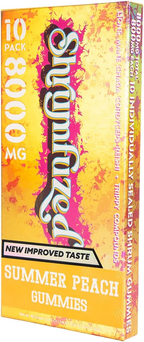 Proprietary Nootropic Gummy 8000mg - Now with New Improved Taste - Lion's Mane Reishi Chaga and Cordycep Nootropic Mushroom Blend (10 Summer Peach)