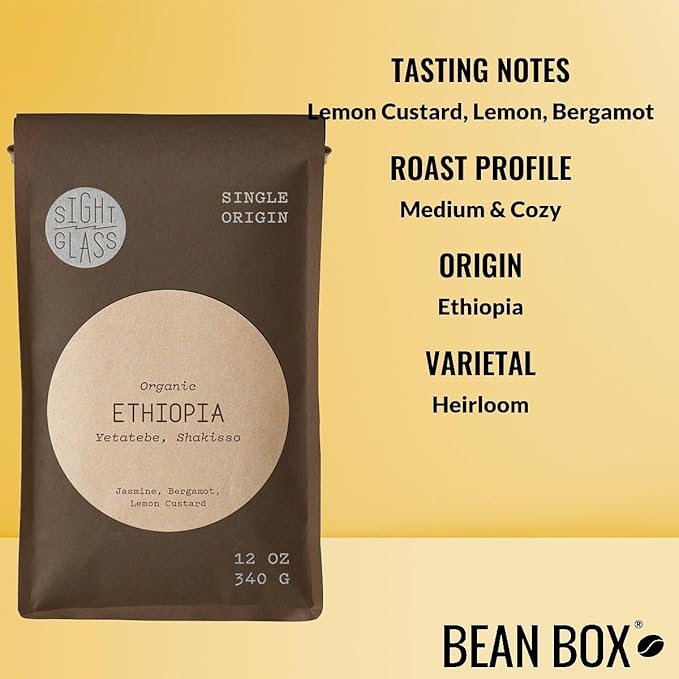 Ethiopia Yetatebe Shakisso - Certified Organic - Roasted by Sightglass Coffee - Whole Bean Coffee - 12 Ounce Bag
