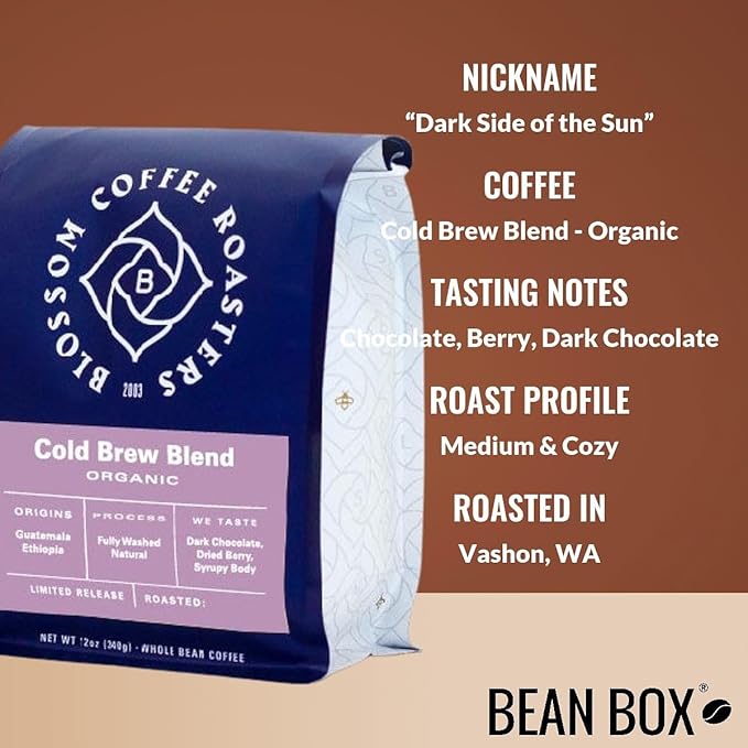 Cold Brew Blend - Organic - Roasted by Blossom Coffee Roasters - Whole Bean Coffee - 5 Pound Bag