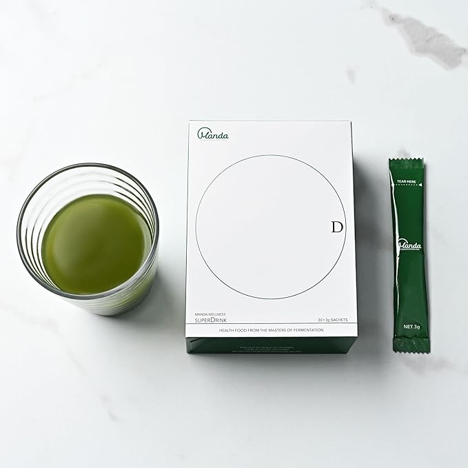 Manda Wellness Superdrink| Prebiotic and Probiotic Delicious Green Juice Made in Japan | Support Your Gut Health Support Your Immune (30 sachets)