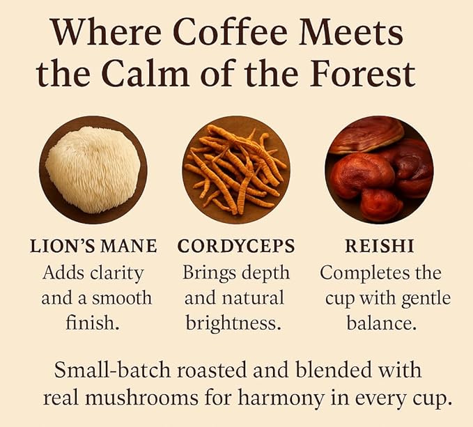 Path of Balance – Honduras Medium Roast Mushroom Coffee | Single-Origin Arabica + 3-Mushroom Functional Blend | Smooth Bright Centered Energy | Small-Batch Fresh Roasted