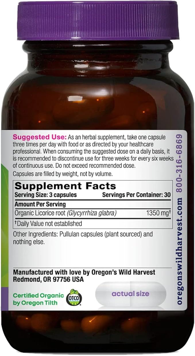 Oregon's Wild Harvest Organic Licorice Root Capsules 90 Count