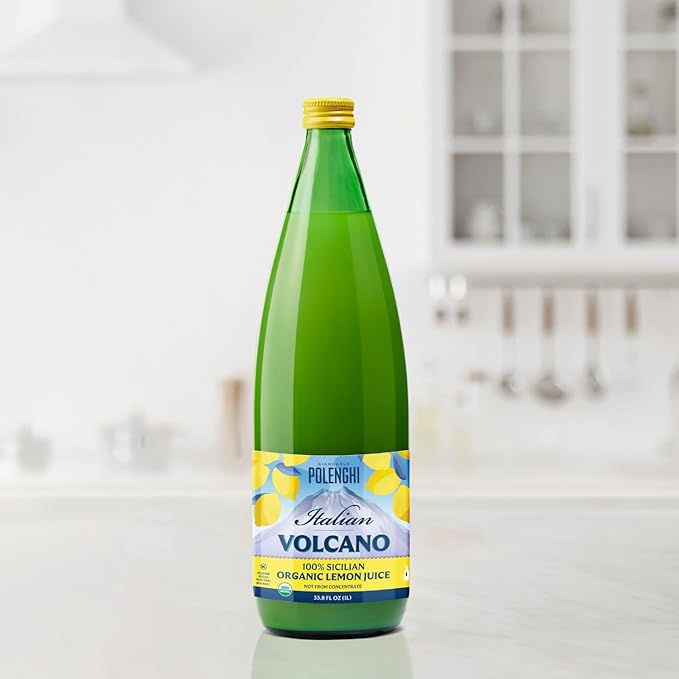 Organic Italian Volcano Lemon Juice 33.8 Fl Oz (Pack of 3) – Pure Sicilian Lemons for Cooking Baking and Beverages