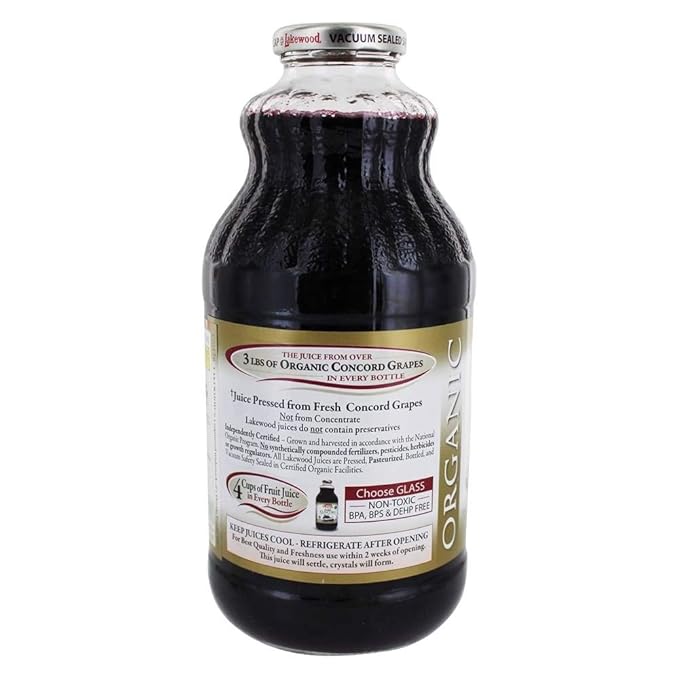 Lakewood Organic Pure Concord Grape Juice 32 Ounce - 12 per case.