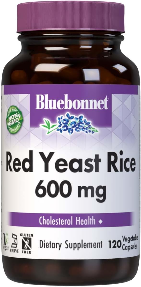 Bluebonnet Nutrition Red Yeast Rice 600 mg Heart Health* Non-GMO Vegan Kosher Certified Gluten-Free Soy-Free Dairy-Free 120 Vegetable Capsules 120 Servings