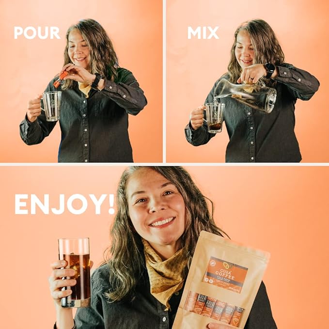 Cusa Tea &amp Coffee Dirty Chai Cold Brew. Premium Instant Coffee Rainforest Alliance Certified Arabica Beans. Drink Mix Packets Ready in Seconds Makes Hot or Iced Coffee (30 Servings)