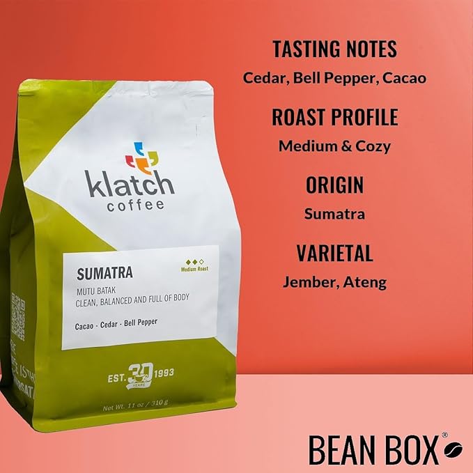 Sumatra Mutu Batak - Roasted by Klatch Coffee - Whole Bean Coffee - 310 Gram Bag