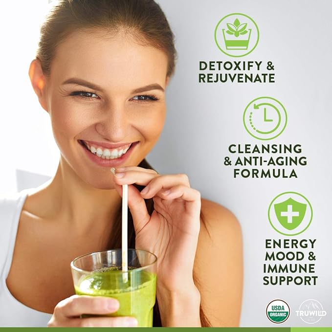 TruWild Greens Superfood Juice Powder with 22+ Greens &amp Anti-Oxidants Green Juice Powder Natural Immune Stress Digestion Support 40 Servings 2 Pack