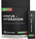 BrainTree Nutrition - Focus + Hydration - Electrolyte Drink Mix - Total Body Hydration - Supports Cognitive Function Energy &amp Muscle Recovery - Sugar Free - Watermelon - 30 Stick Packs