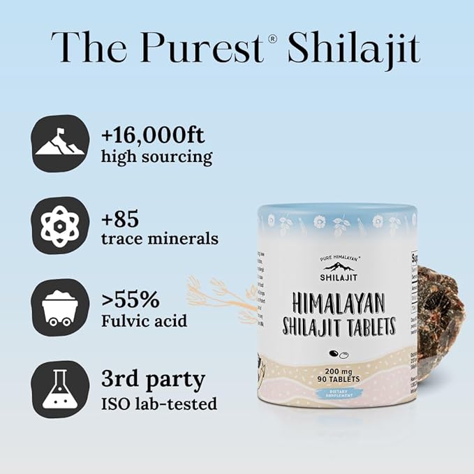 Pure Himalayan Shilajit for Men and Women 75 Servings of Purest Original Himalayan Shilajit Tablets 85+ Trace Minerals Fulvic Acid