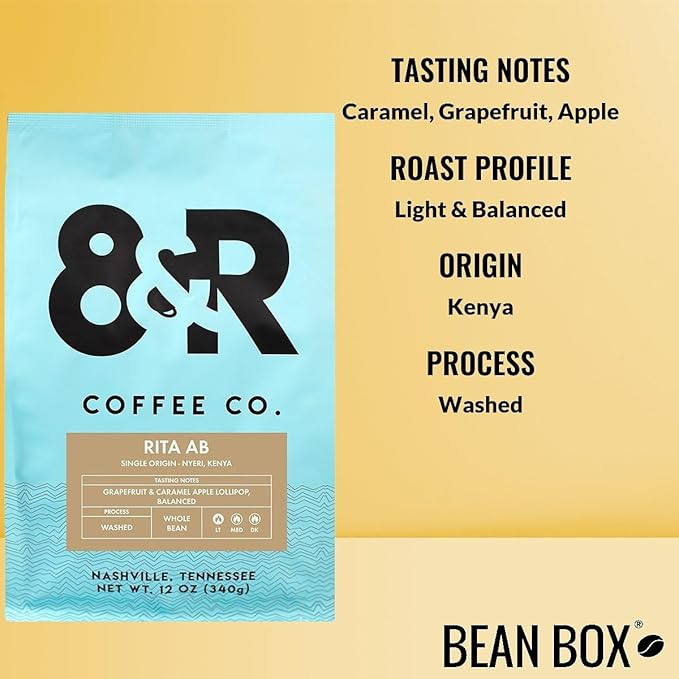 Kenya Rita AB - Roasted by 8th &amp Roast Coffee Co. - Whole Bean Coffee - 12 Ounce Bag