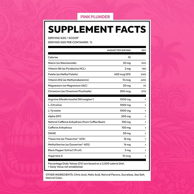 BLK FLG Energy Drink Mix – Pink Lemonade - Healthy Coffee Alternative with Natural Caffeine &amp Nootropics – Focus &amp Clean Energy Supplement – Sugar Free – 15 On-The-Go Stick Packs