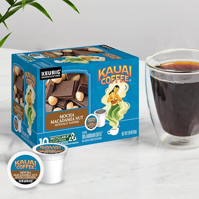 Kauai Coffee K-Cup Pods Mocha Macadamia Nut &amp Vanilla Macadamia Nut 10 CT (2ea) (Variety Pack)