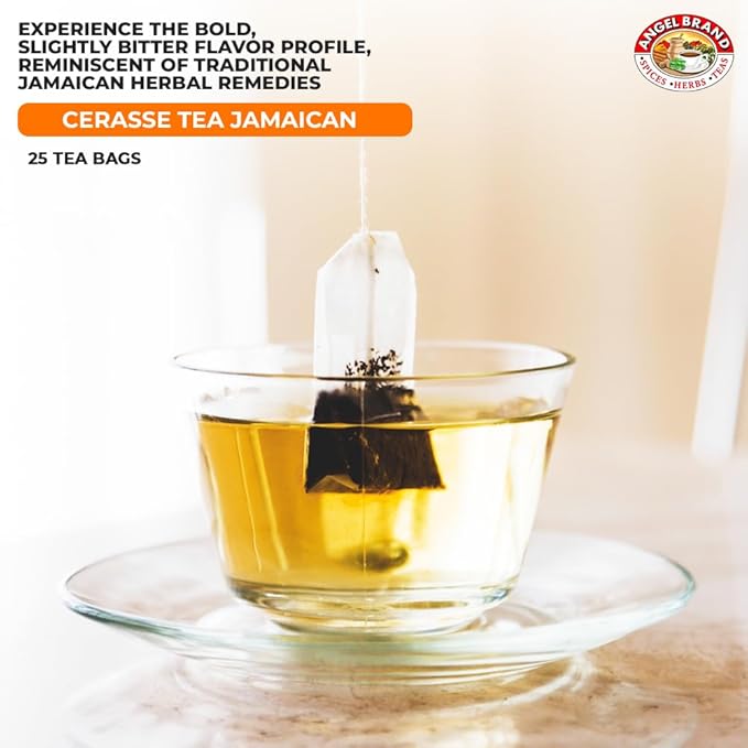Angel Brand Cerasse Tea Bags Jamaican 24 – Pack of 3 – Authentic Herbal Tea with Bitter Flavor Inspired by Traditional Caribbean Practices Perfect for a Soothing and Refreshing Brew.