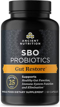 Ancient Nutrition Probiotics SBO Probiotics Gut Restore 60 Ct Promotes Gut Health Digestive and Immune Support Gluten Free Ancient Superfoods Blend 25 Billion CFUs* Per Serving