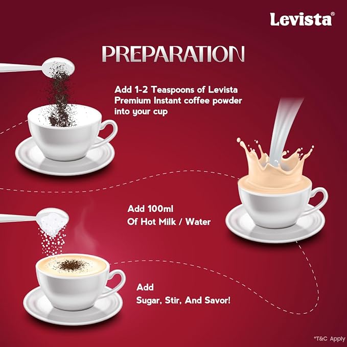 Levista Premium Instant Ground Coffee 200 gm can