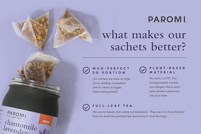 Paromi Chamomile Lavender Rooibos Organic Tea Signature Jar 15 Count (Pack of 3)