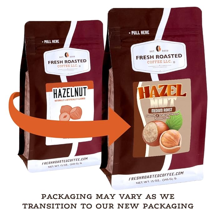 Fresh Roasted Coffee Hazelnut Flavored Coffee 2 lb (32 oz) Medium Roast Kosher Ground